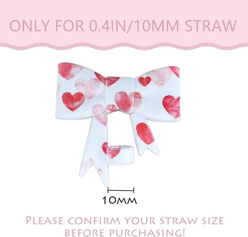 HIUSITY UV Print Bow Straw Cover Topper for Stanley Cup,Silicone Straw Toppers for Tumbler with Handle 40oz,Cute 10mm/0.4in Straw Covers Cap,Reusable Straws Lid for Stanley Cups Accessories - Image 2